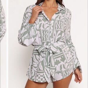 Petal & Pup Green and White Romper